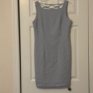 Vintage 90s/Y2K Sleeveless Baby Blue Dress with Beaded Lattice Back Detail